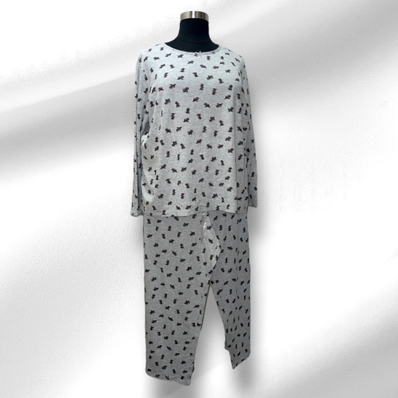 NWOT Croft & Barrow Two Piece Scotty Dog Scottish Terrier Print Pajamas 3X - Picture 3 of 5